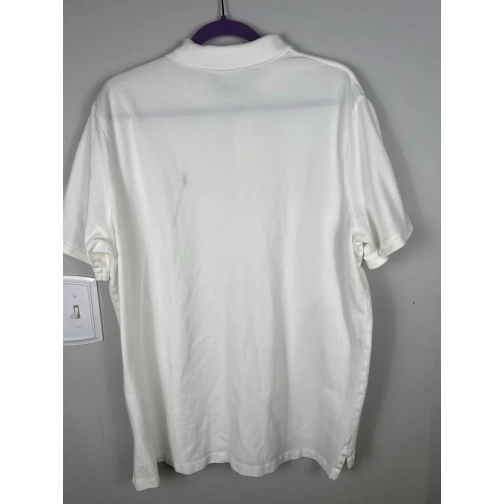 Men's Ralph Lauren Polo Shirt XL White with Navy Blue Logo Classic Preppy Resort